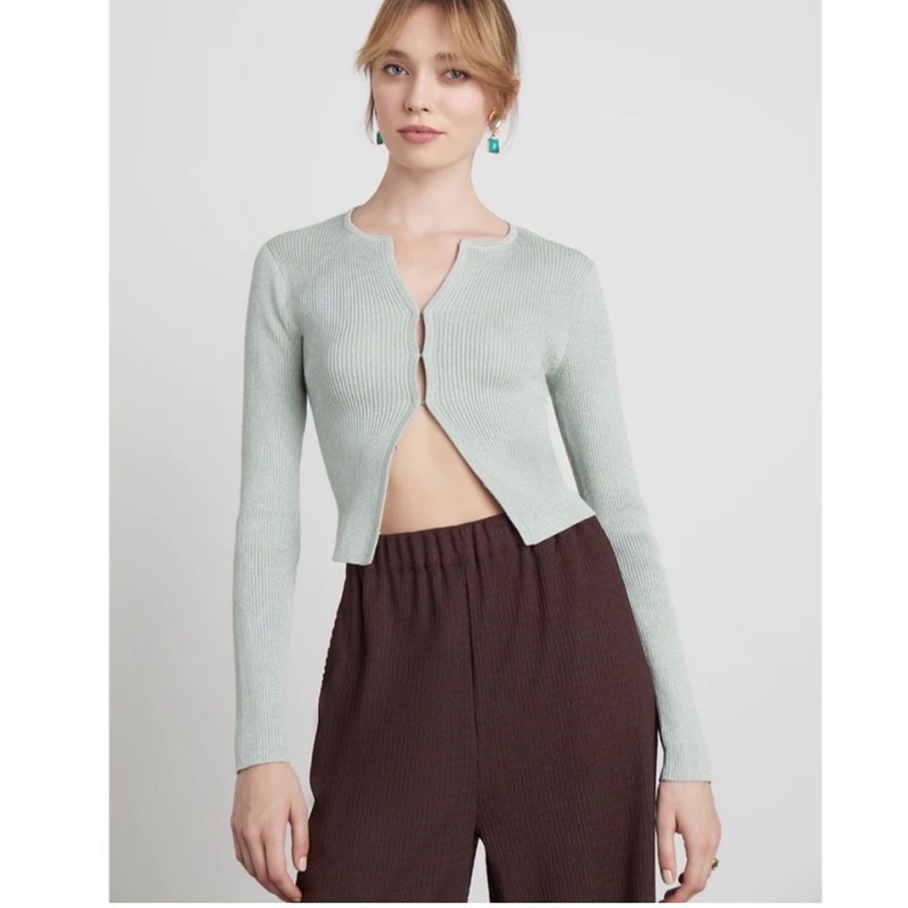 WHO WHAT WEAR Green Cardigan